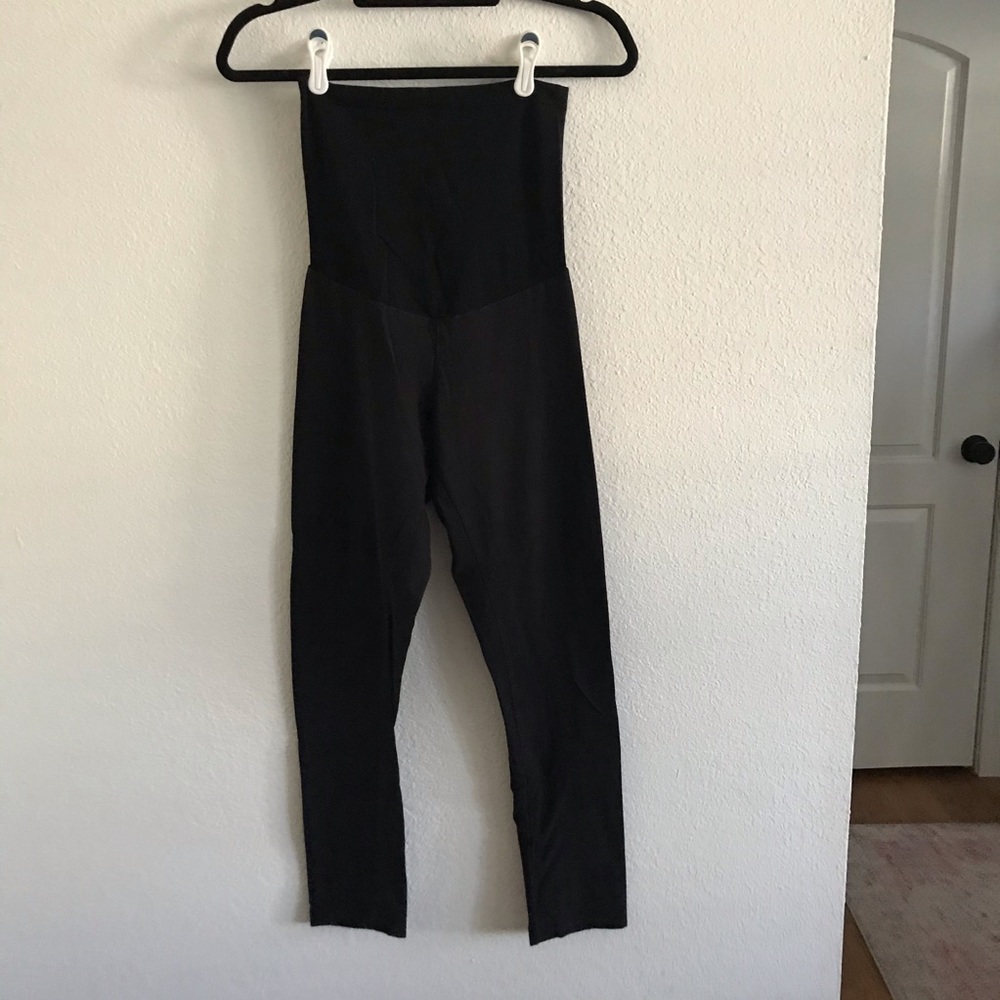 Maternity black cotton leggings ankle 7/8 length
